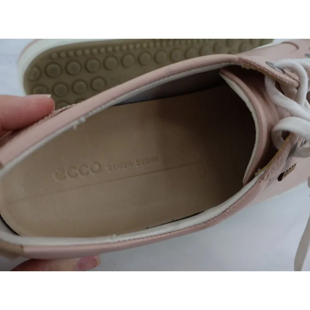 Ecco Women's Soft 7 Sneaker Size 43 12 Pink Blush Leather Lace Up Shoes Comfy